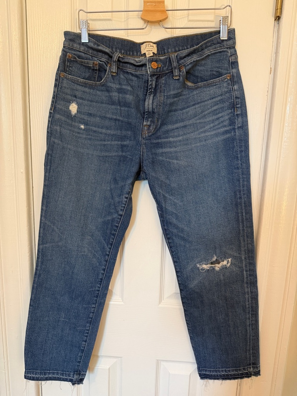 J. Crew Women's Cropped Ankle Jeans in Medium Blue Denim